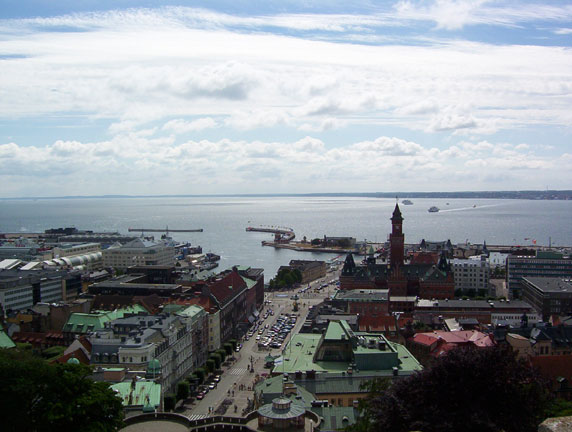 View on the main street of Helsingborg from its castle