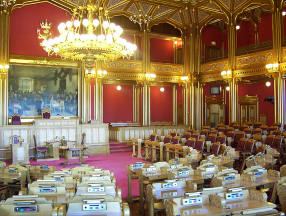 Inside of the parliament building in Oslo