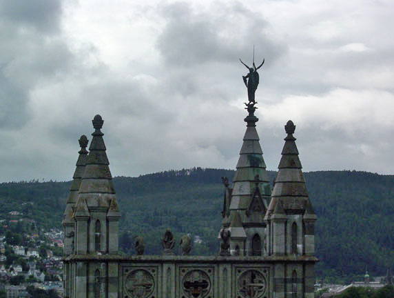 View from the top of the Nidarosdomen in Trondheim
